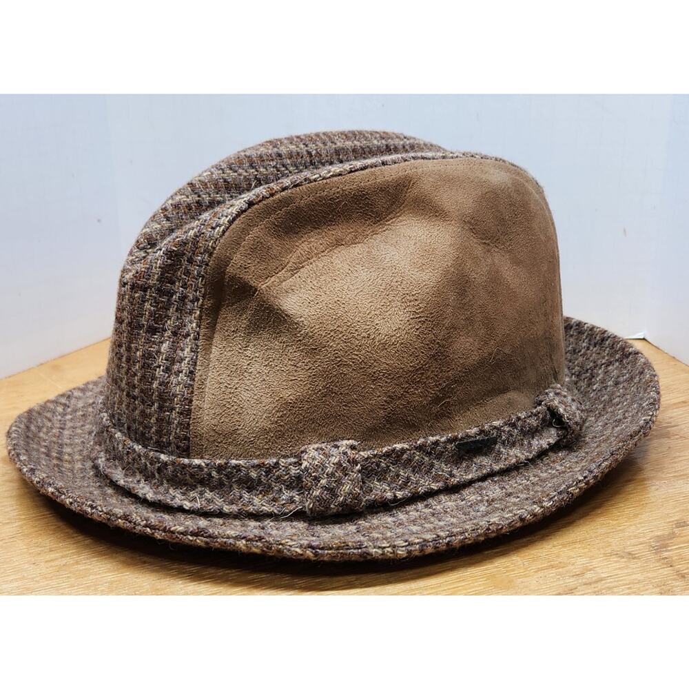 Vintage Stetson Tweed and Brown Suede Fedora Tilby‎ Hat